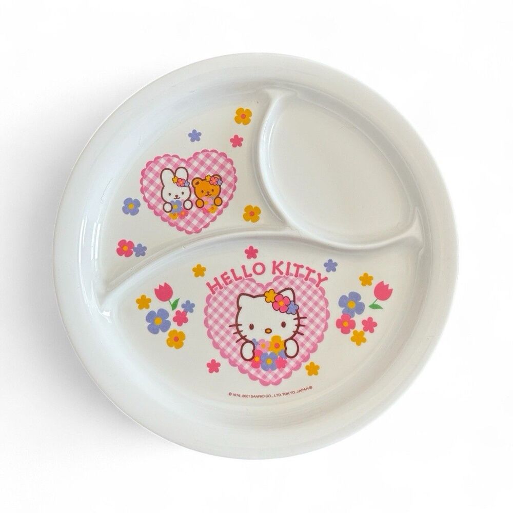 Hello Kitty‎ Melamine Plate - 2001 Vintage Heart Floral Skater Co. Rare Japan